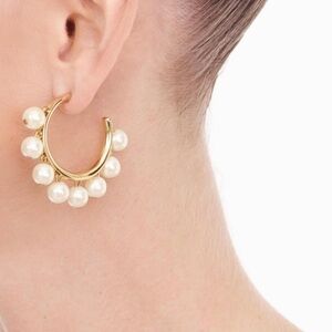 J. Crew Gold Pearl Hoop Earrings